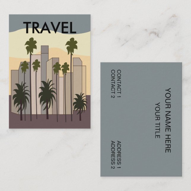 Los Angeles Cityscape Sunset Palm Trees California Business Card (Front/Back)
