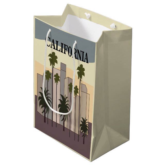 Los Angeles Cityscape Sunset Palm Trees California Medium Gift Bag (Front Angled)