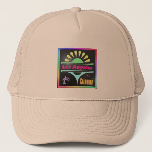 "Los Angeles Colorful Black Background" Hat (Front)