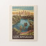 Los Angeles Echo Park Lake Travel Art Vintage Jigsaw Puzzle<br><div class="desc">Los Angeles retro vector travel design. Los Angeles is a sprawling Southern California city and the center of the nation’s film and television industry.</div>