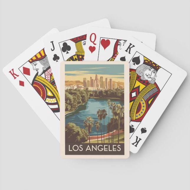 Los Angeles Echo Park Lake Travel Art Vintage Poker Cards (Back)