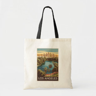 Los Angeles Echo Park Lake Travel Art Vintage Tote Bag