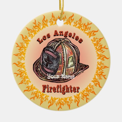 Los Angeles Firefighter custom name ornament