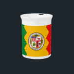 Los Angeles Flag Pitcher<br><div class="desc">Serve your beverages with a touch of Los Angeles pride using our elegant pitcher featuring the flag of Los Angeles! This stylish pitcher showcases the iconic Los Angeles flag design, complete with its vibrant colors and distinctive elements. It’s a sophisticated way to celebrate local heritage while adding a unique touch...</div>