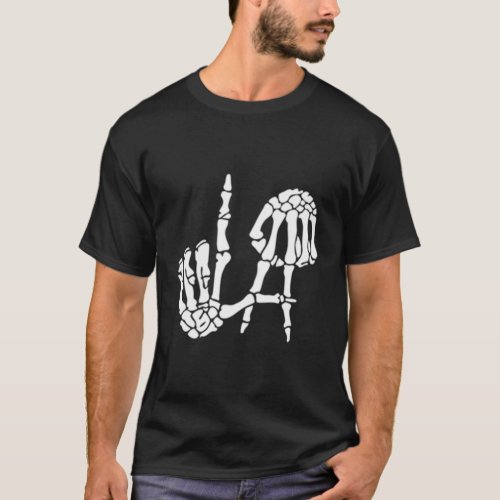 Los Angeles Hand Sign Skeleton T_Shirt