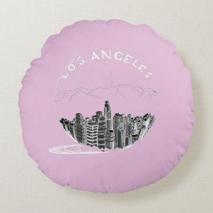 Los Angeles in a glass ball Round Pillow