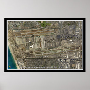 Los Angeles Intl Airport California Satellite Map Poster