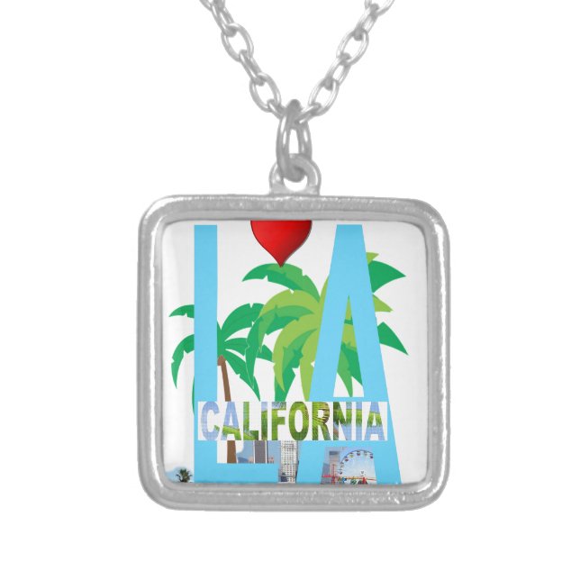los angeles  l a california city usa america silver plated necklace (Front)