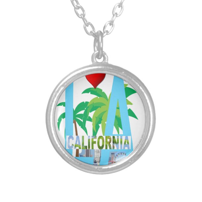 los angeles  l a california city usa america silver plated necklace (Front)
