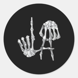 Los Angeles LA Hand Sign Funny Skeleton Halloween Classic Round Sticker