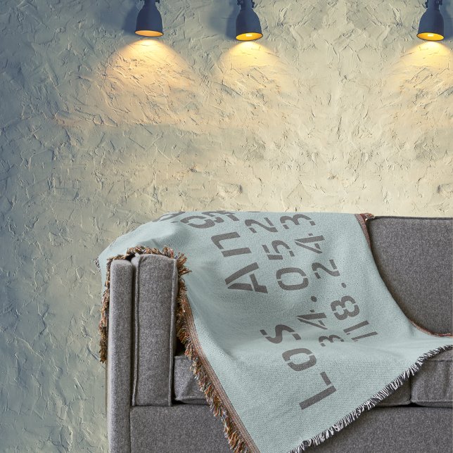 Los Angeles Latitude Longitude Throw Blanket (Cool blanket for your industrial aesthetic décor)