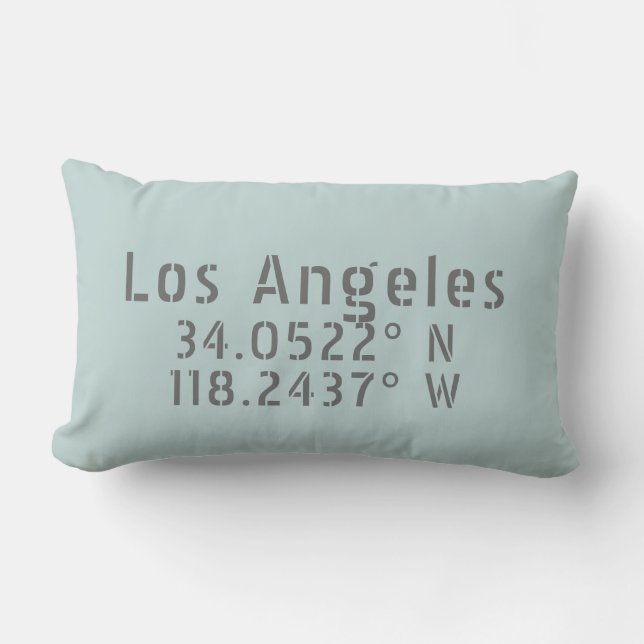 Los Angeles Latitude Longitude Throw Pillow (Front)