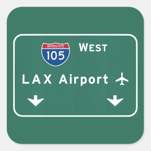 Los Angeles LAX Airport I_105 W Interstate Ca _ Square Sticker