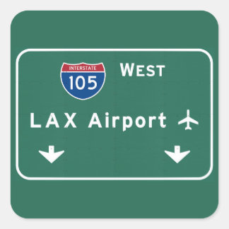 Los Angeles LAX Airport I-105 W Interstate Ca - Square Sticker