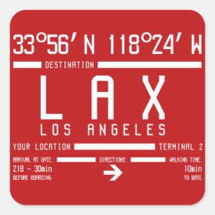 Los Angeles LAX International Airport Code IATA Square Sticker