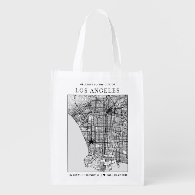 Los Angeles Love Locator | Map Themed Welcome Grocery Bag (Front)