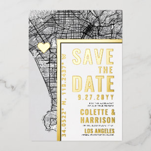 Los Angeles Love Locator Wedding Save the Date Foil Invitation