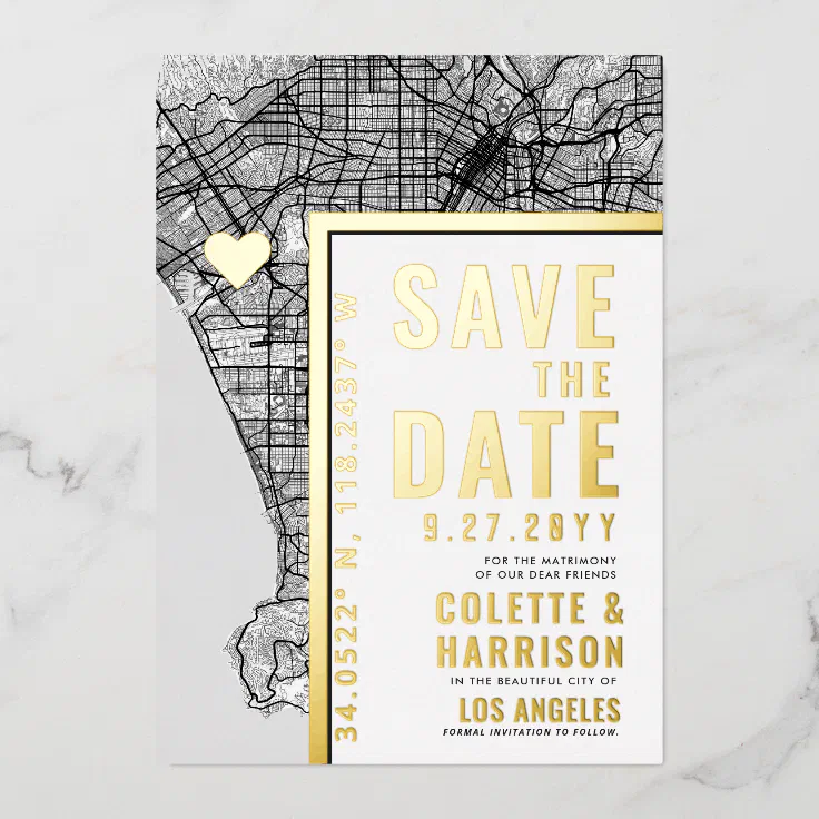 Los Angeles Love Locator Wedding Save the Date Foil Invitation Zazzle