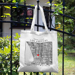 Los Angeles Love Locator | Wedding Welcome Tote Bag<br><div class="desc">A fun tote bag for a wedding or any other occasion taking place in the beautiful city of Los Angeles, California. This tote features an overhead map of the city center inside a black-bordered box framer. On the top sits a short welcome greeting and the name of the city. On...</div>