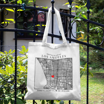 Los Angeles Love Locator | Wedding Welcome Tote Bag by colorjungle at Zazzle