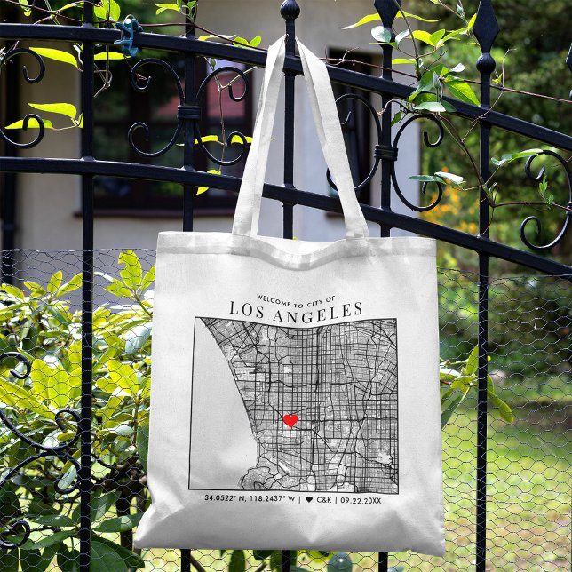 Los Angeles Love Locator | Wedding Welcome Tote Bag (The more complete visual of what your final tote bag would look like in real life.)