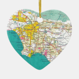 Los Angeles Map Ceramic Ornament