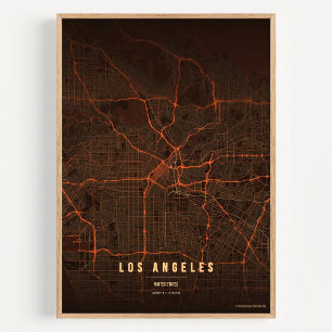 Los Angeles Map LA Print Wall art Poster Gift