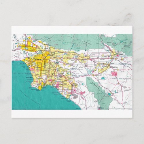 Los Angeles Map Postcard