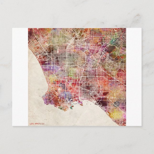 Los Angeles map Postcard (Front)