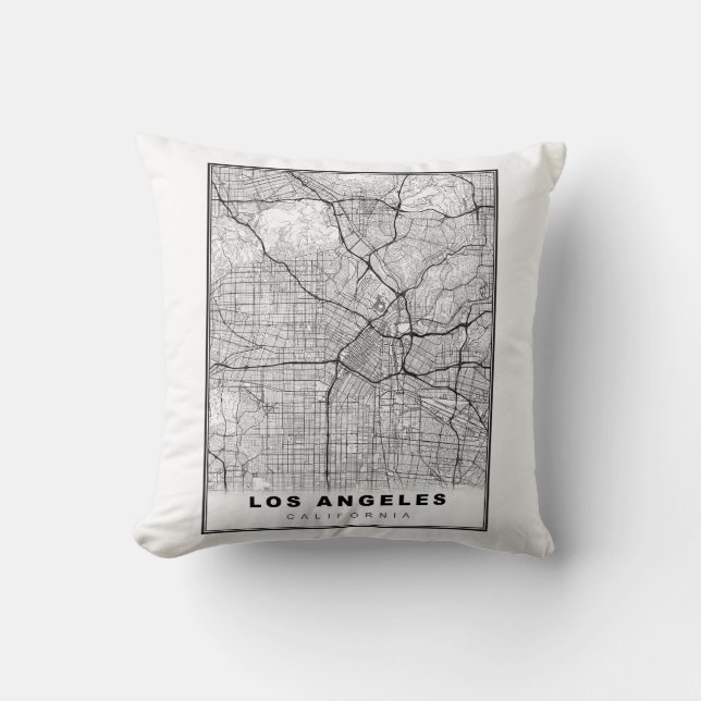 Los Angeles Map Throw Pillow (Front)