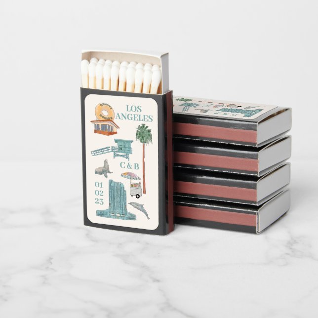 Los Angeles Matches, custom wedding favors  Matchboxes (Stacked)