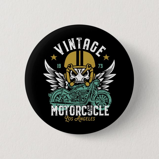 Los Angeles Motorcycle Vintage Classic Biker Button (Front)