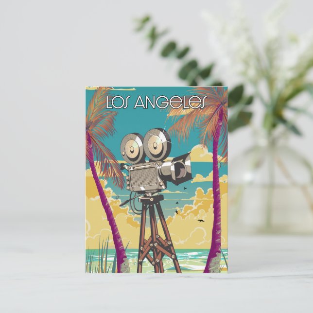 Los Angeles Movie camera poster Postcard (Standing Front)