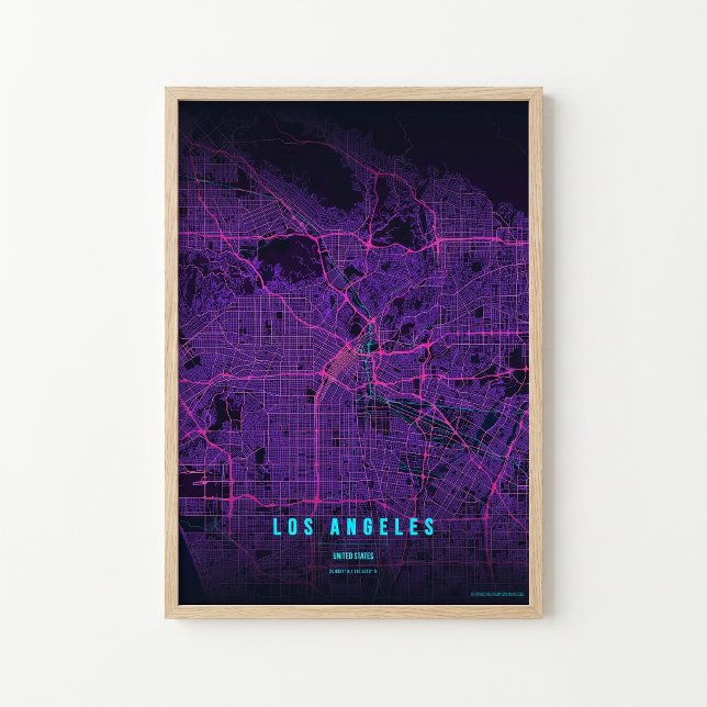 Los Angeles Neon Map LA Print Wall art Poster Gift (Creator Uploaded)