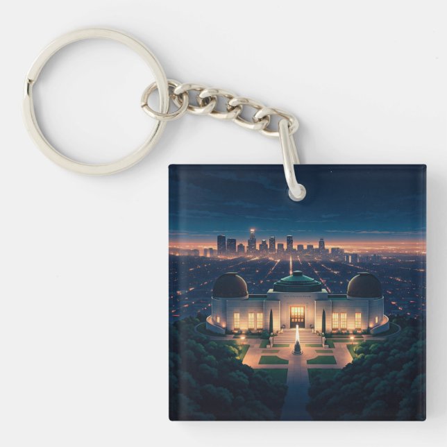 Los Angeles Night postcard Keychain (Front)