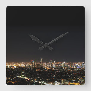 Los Angeles Night Square Wall Clock