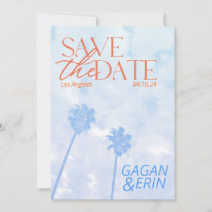 Los Angeles Palm Tree Save The Date. Vintage look Save The Date