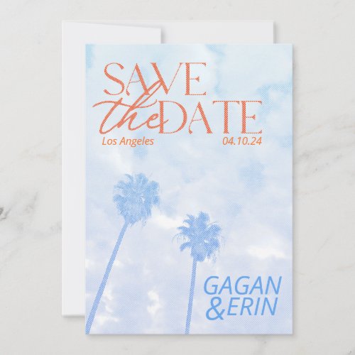 Los Angeles Palm Tree Save The Date Vintage look Save The Date