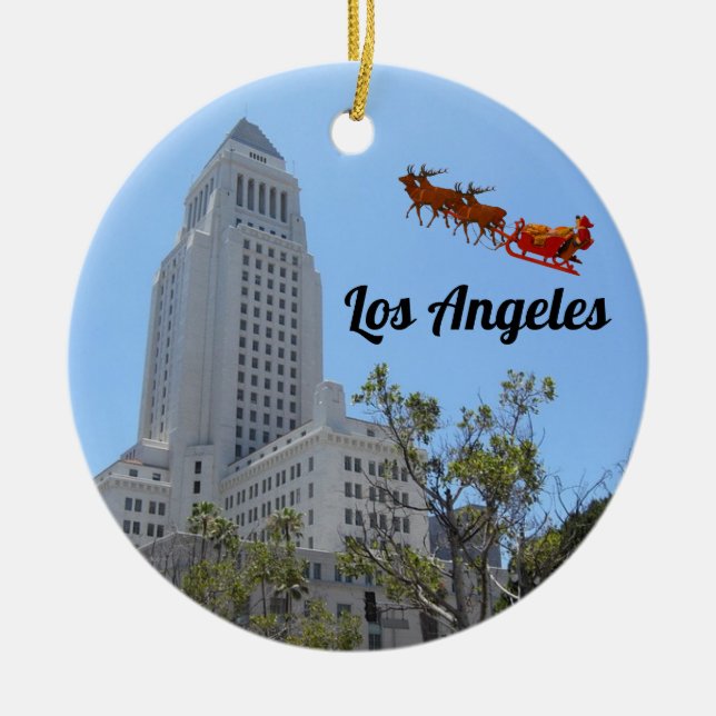 Los Angeles Panoramic Ceramic Ornament (Front)