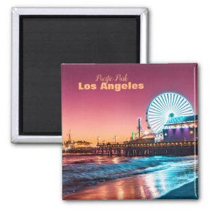 Los Angeles Pink & Blue Sunset Santa Monica Pier Magnet