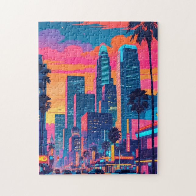 Los Angeles Pop Art Puzzle - Colorful California  (Vertical)