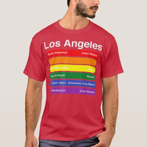 Los Angeles Pride Rainbow Flag Color Metro rain Li T_Shirt