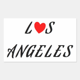 Los Angeles Red Heart Rectangular Sticker