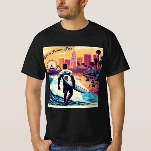 Los Angeles Santa Monica Pier Surfer T_Shirt