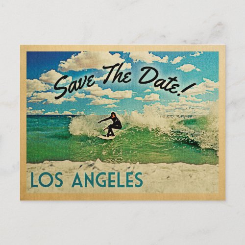 Los Angeles Save The Date California Surfing Announcement Postcard