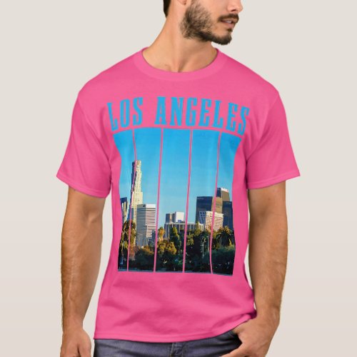 Los Angeles Skyline 323 LA California Retro Vintag T_Shirt