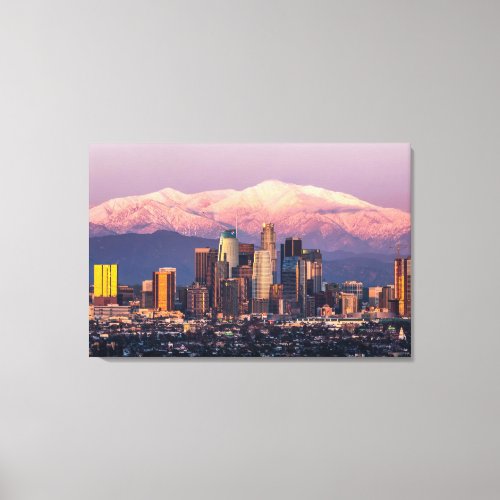 Los Angeles Skyline and San Gabriel Mountains Canvas Print