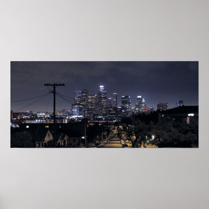 Los Angeles Skyline at Night 2 Poster