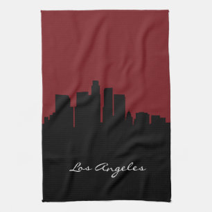 Los Angeles Skyline   Dark Red Towel