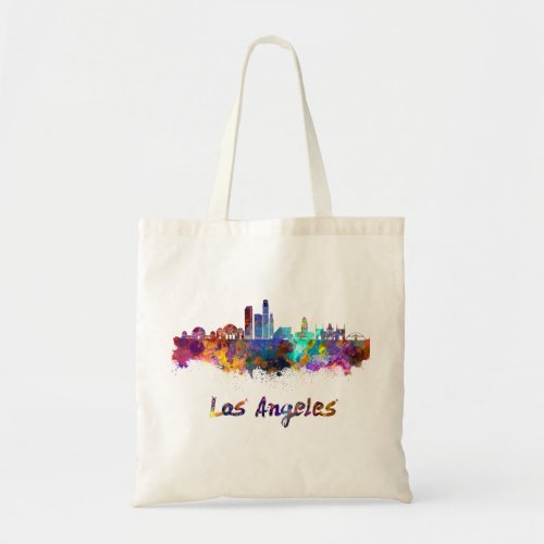 Los Angeles skyline in watercolor Tote Bag